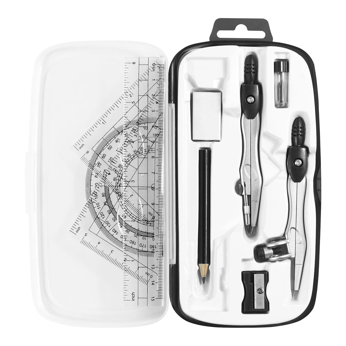 Unjoo Math Geometry Set 10 Pcs, Compass and Protractor for Students(Blue)