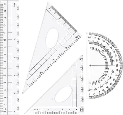 Vobou 10 pcs Math Geometry Set Student Supplies,Compass Kit Set (Black）