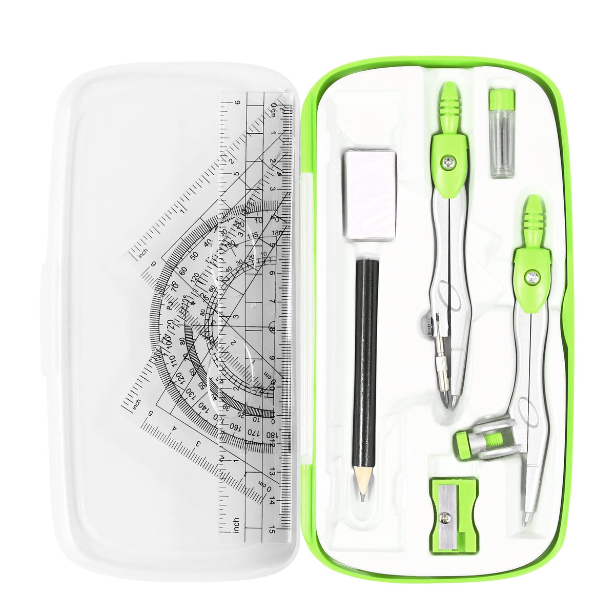 Vobou Math Geometry Sets 10 Pcs, Student Supplies Kit, for School (Black)