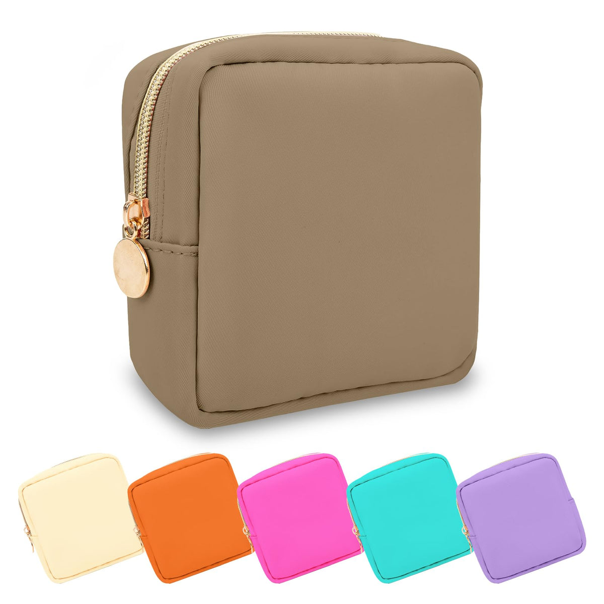 UIXIZQ Waterproof Small Pencil Case Makeup Bag for Purse,Cute Pencil Pouch Preppy Nylon Makeup Brush Holder with Zipper,Girls Portable Storage Case Small Pen Bag for Office(Slim-Black)