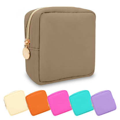 UIXIZQ Waterproof Small Pencil Case Makeup Bag for Purse,Cute Pencil Pouch Preppy Nylon Makeup Brush Holder with Zipper,Girls Portable Storage Case Small Pen Bag for Office(Slim-Black)