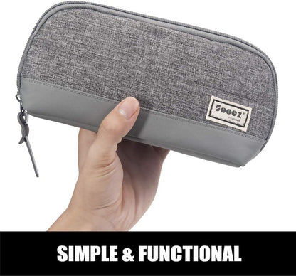 Sooez Wide-Opening Pencil Pen Case, Lightweight & Spacious Pencil Bag Pouch Box Organizer, Aesthetic Supply with Triangular Design for Adults, Grey