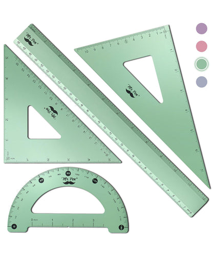 Mr. Pen- Metal Geometry Kit, 4 Pack, 45° & 30°/60° Set Squares