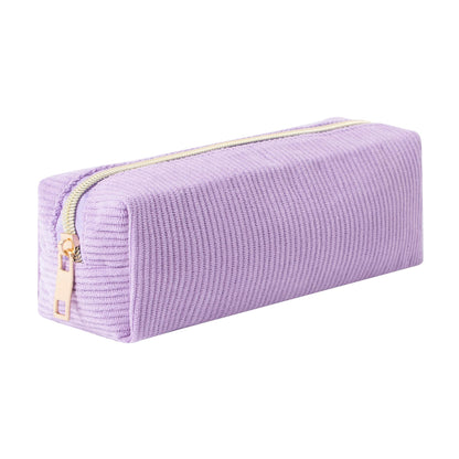 Corduroy Pencil Case with Metal Zipper Aesthetic Pen Pouch Large Capacity Makeup Bag Cosmetic Organizer Stationery Storage Bag for School Office Travel Cute Pencil Box (White)