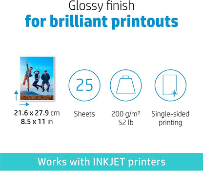 HP Everyday Photo Paper, Glossy, 8.5x11 in, 25 sheets (Q5498A)