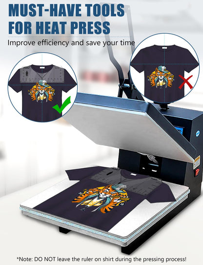 Vowlove T-Shirt Ruler for Precise Vinyl Alignment, Heat Press Guide Tool