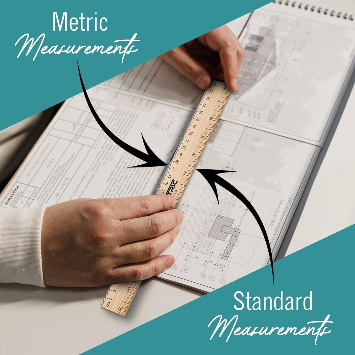 EXTRIC Rulers 12 Inch Bulk for Classroom 25 PK Wooden Ruler for Kids