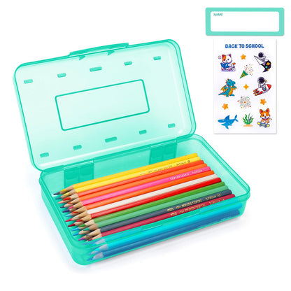 Plastic Hard Clear Color Pencil box Case for Girl Boy kids