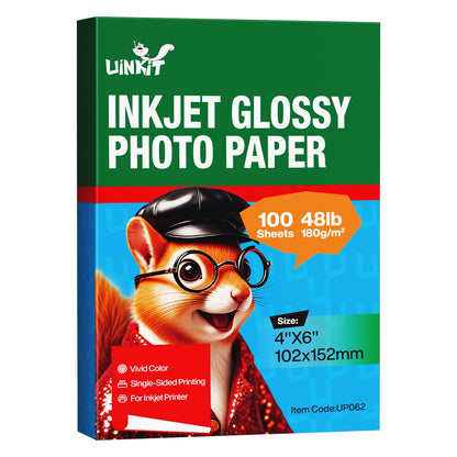 Uinkit Inkjet Glossy Photo Paper 48lb,8.5 x 11" 100 Sheets