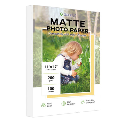 100 Sheets Matte Photo Paper 8.5x11, Goefun 54LB Inkjet Printer Paper