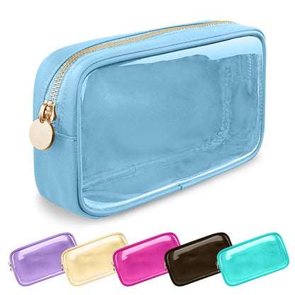 UIXIZQ Waterproof Small Pencil Case Makeup Bag for Purse,Cute Pencil Pouch Preppy Nylon Makeup Brush Holder with Zipper,Girls Portable Storage Case Small Pen Bag for Office(Slim-Black)