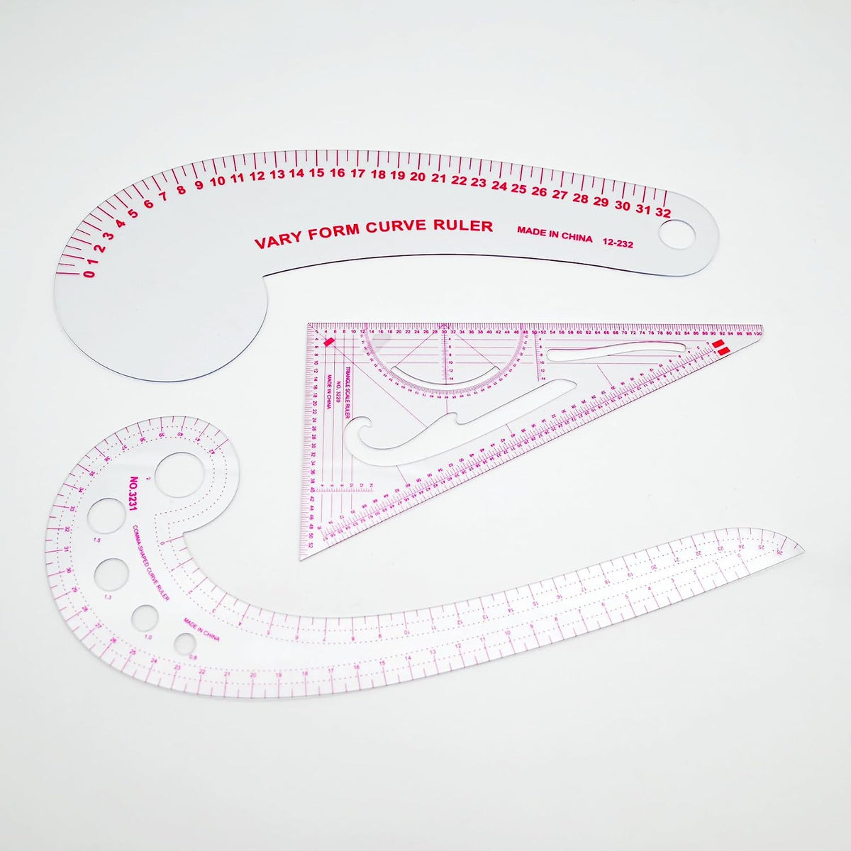 Clear Metric Sewing Rulers,French Curve Sewing Rulers Set,Sewing Tools Supplies for Quilting, Dressmaking, Tailors, Designers, Flexible PVC, 9PCS