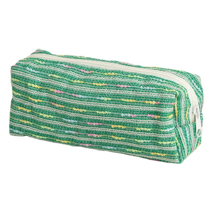 Seersucker Striped Pencil Bag, Large Capacity Stationery Pouch