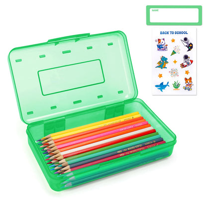Plastic Hard Clear Color Pencil box Case for Girl Boy kids