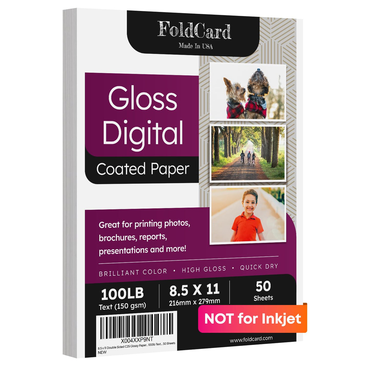 8.5x11 Double Sided Glossy Paper For Laser Printers Only 80lb Text 50 Pack