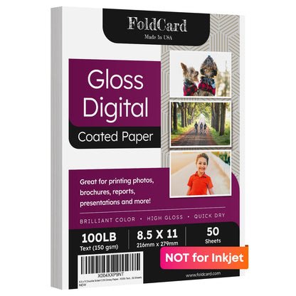 8.5x11 Double Sided Glossy Paper For Laser Printers Only 80lb Text 50 Pack
