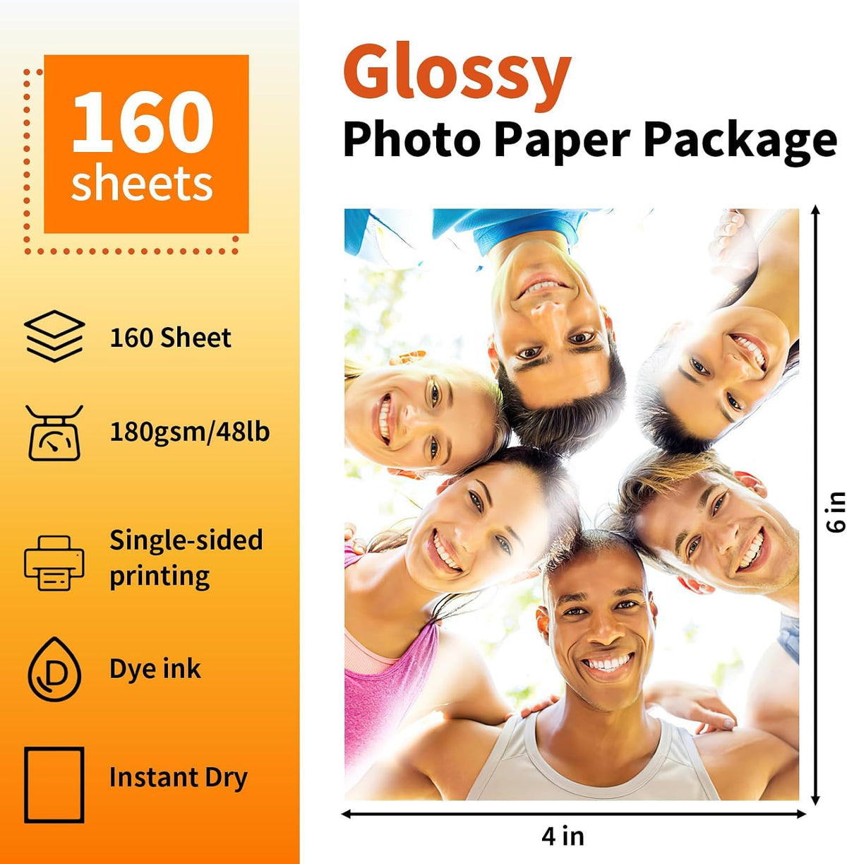 Reastar Glossy Photo Paper 4×6 in, 160 Sheets Inkjet Photo Printer Paper