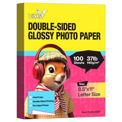 Uinkit Double-Sided Glossy Photo Paper, 8.5 x 11, 100 Sheets, 140gsm