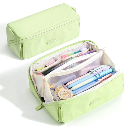Four Candies Large Pencil Case, 5 Compartments Canvas Pen Organize