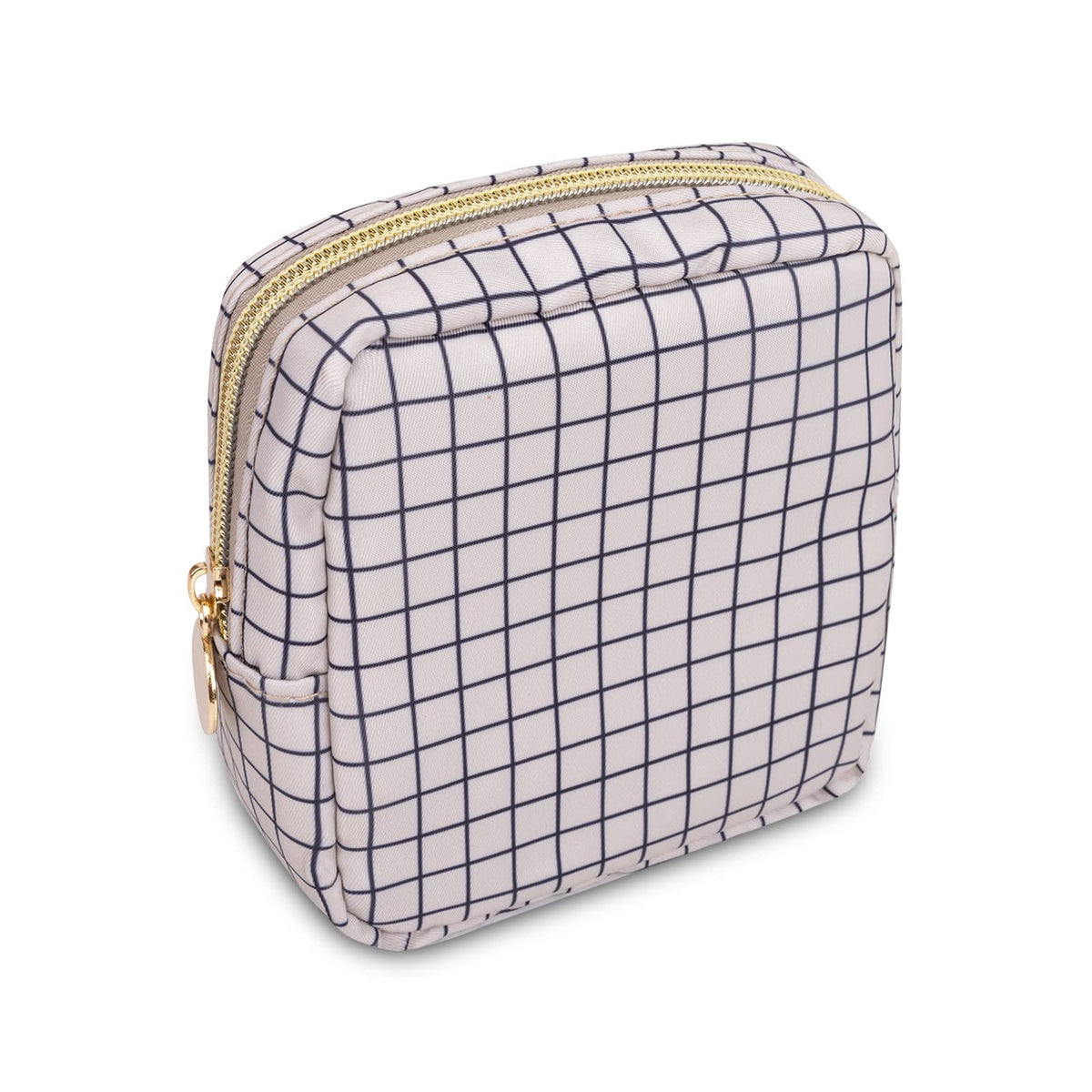 UIXIZQ Waterproof Small Pencil Case Makeup Bag for Purse,Cute Pencil Pouch Preppy Nylon Makeup Brush Holder with Zipper,Girls Portable Storage Case Small Pen Bag for Office(Slim-Black)