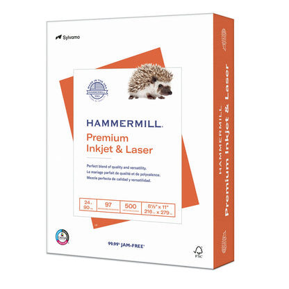 Hammermill Printer Paper, Premium Inkjet & Laser Paper 24 Lb, 8.5 x 11-5 Ream (2,500 Sheets) - 97 Bright, Made in the USA, 166140C