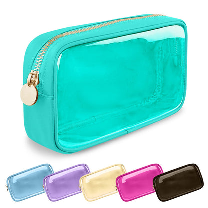 UIXIZQ Waterproof Small Pencil Case Makeup Bag for Purse,Cute Pencil Pouch Preppy Nylon Makeup Brush Holder with Zipper,Girls Portable Storage Case Small Pen Bag for Office(Slim-Black)