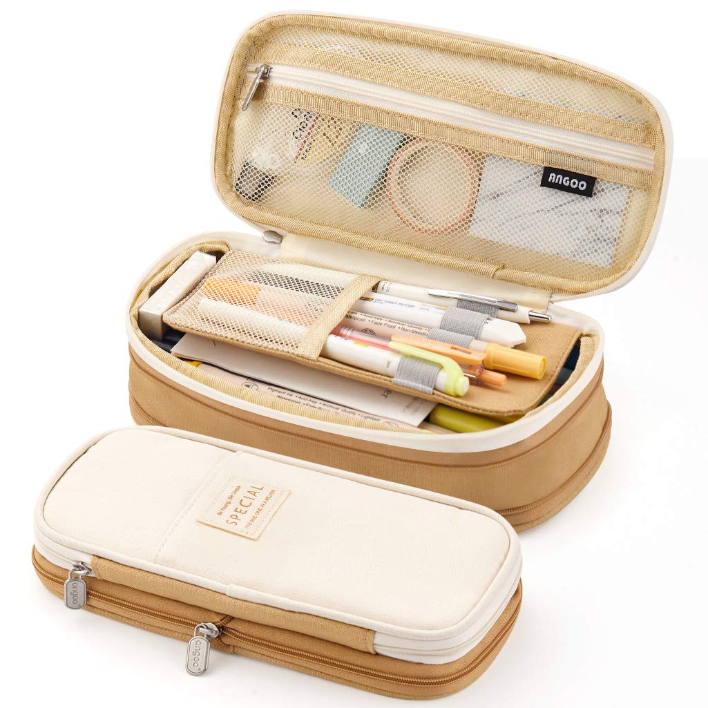 EASTHILL Big Capacity Pencil Pen Case Office College School Large Storage High Capacity Bag Pouch Holder Box Organizer Light Blue