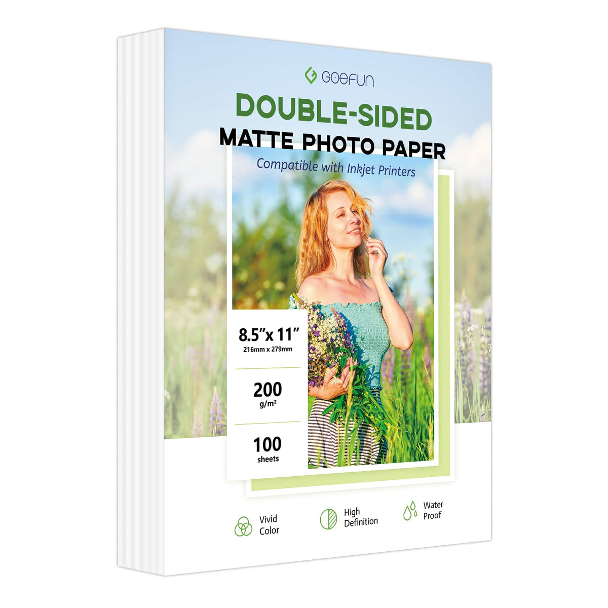 Double Sided Matte Photo Paper 8.5 x 11, Goefun 54LB Photo Paper 100 Sheets