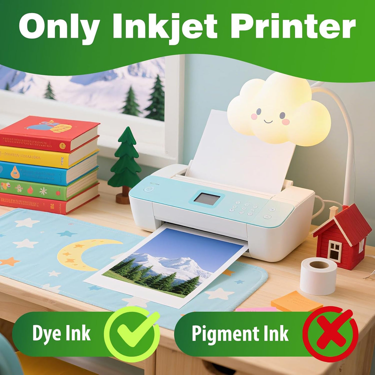 Uinkit 48lb Glossy Inkjet Photo Paper, 8.5x11, 40 Sheets, 180gsm