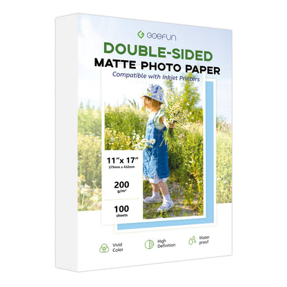 Double Sided Matte Photo Paper 8.5 x 11, Goefun 54LB Photo Paper 100 Sheets
