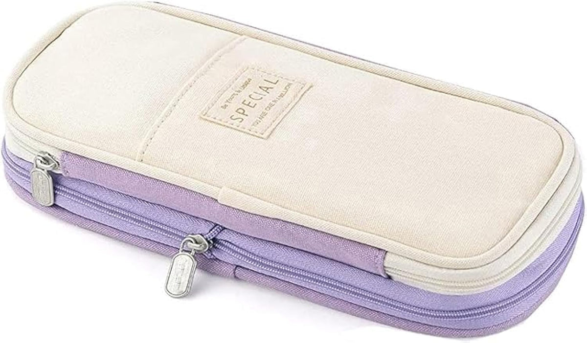 Arnuixty Large Storage Pencil Case Pen Bag with Zipper Big Capacity Pouch Organizer for Office Travel Holder Box(Peach)