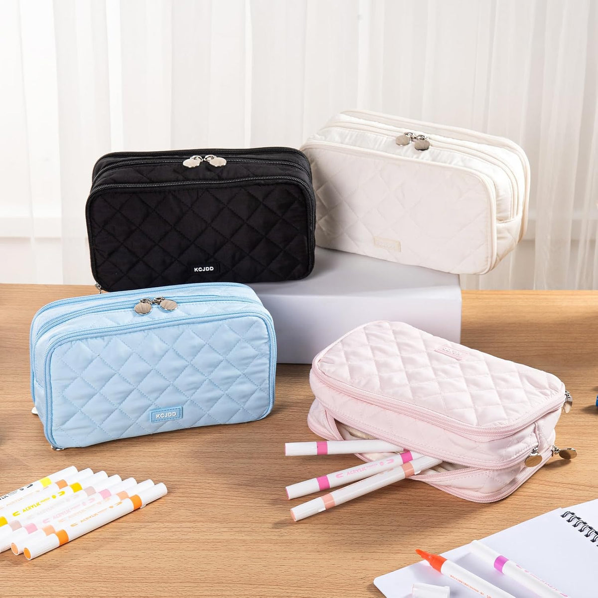 Cute Pencil Case for Girls kids Soft Quilted Pencil Pouch Bag Organizer