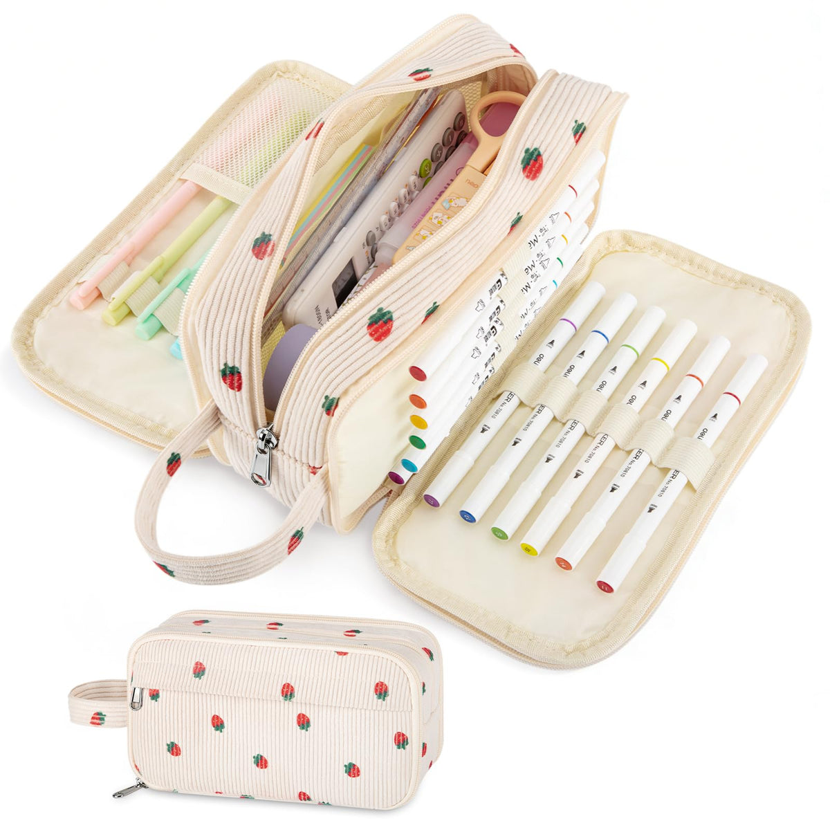 Cute Big Pencil Case Pouch Bag Strawberry for Teen Girls Boy Gift