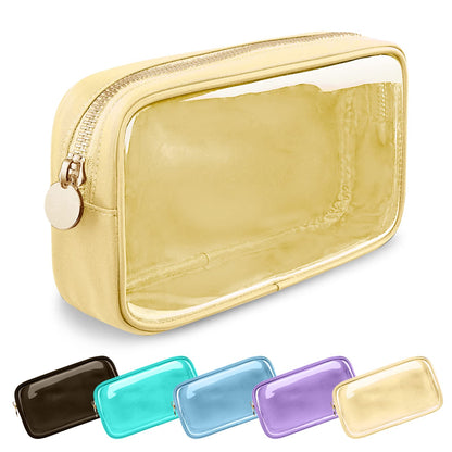 UIXIZQ Waterproof Small Pencil Case Makeup Bag for Purse,Cute Pencil Pouch Preppy Nylon Makeup Brush Holder with Zipper,Girls Portable Storage Case Small Pen Bag for Office(Slim-Black)