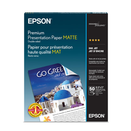 Epson Premium Presentation Paper Matte DoubleSided 8.5x11 50 sheets S041568