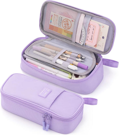 CICIMELON Durable Pen Pencil Case Big Storage Pen Pouch Bag for School Supplies Office College Teen Girls Adults, Purple