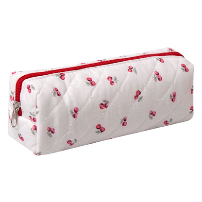 Pencil Case Office College School Storage Bag Pouch Holder Box Organizer Makeup Pouch Cosmetic Bag Aesthetic Cute Pen Case for Girls Boys Kids (Pink floral prints)