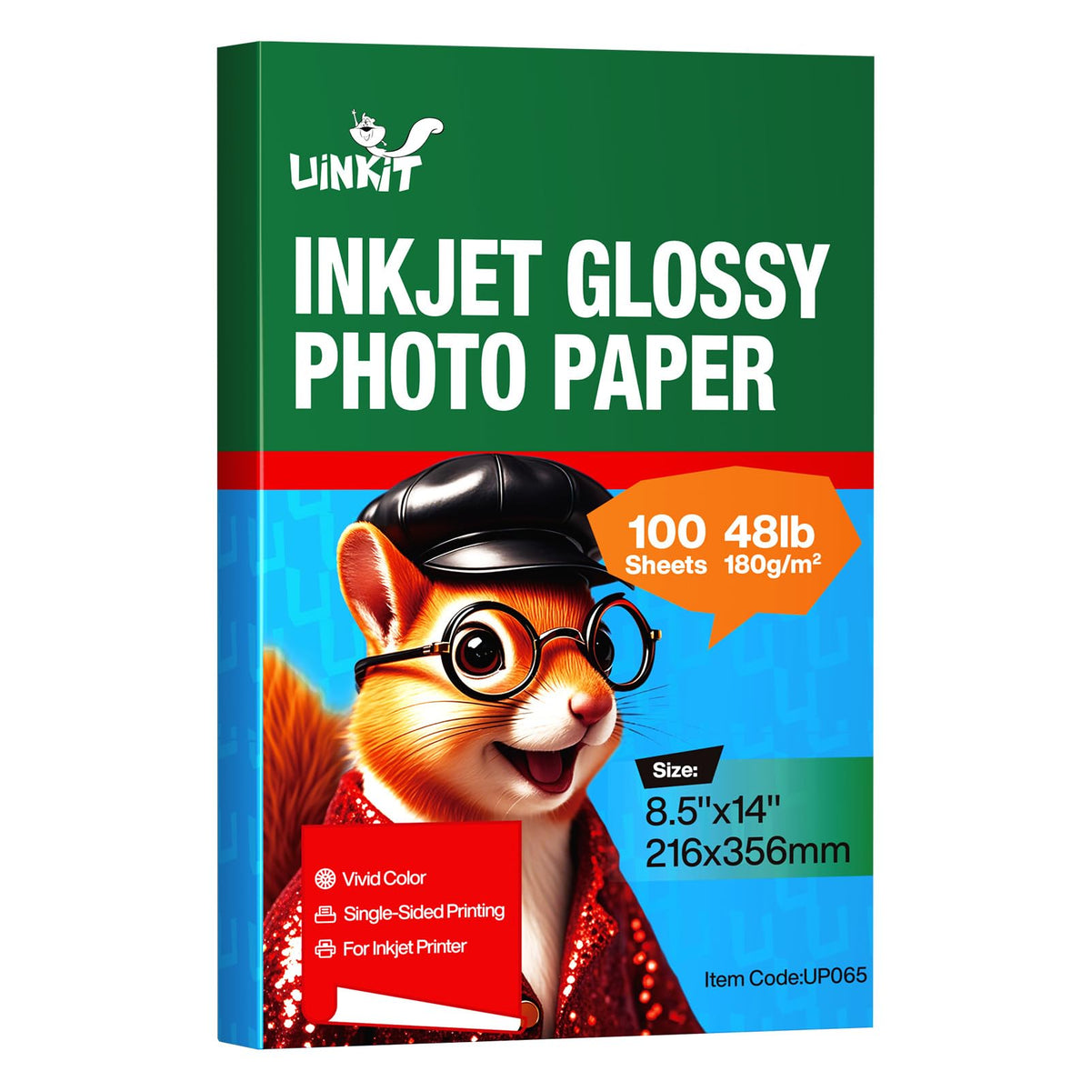 Uinkit Inkjet Glossy Photo Paper 48lb,8.5 x 11" 100 Sheets