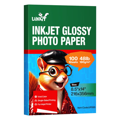 Uinkit Inkjet Glossy Photo Paper 48lb,8.5 x 11" 100 Sheets