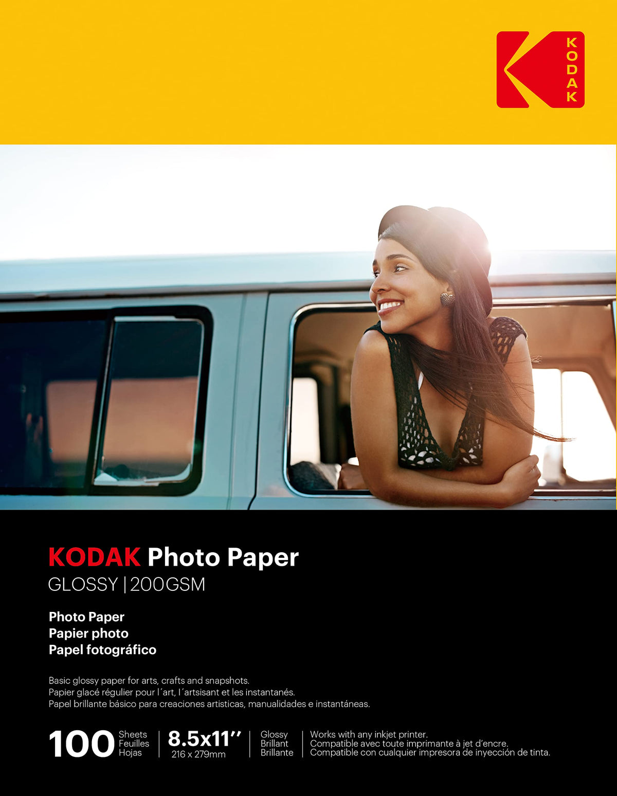 KODAK Picture Paper Vivid 8.5"x11", 25 count, 66lb-230g/m2 weight, 11.9 mil thickness, Vivid color picture paper