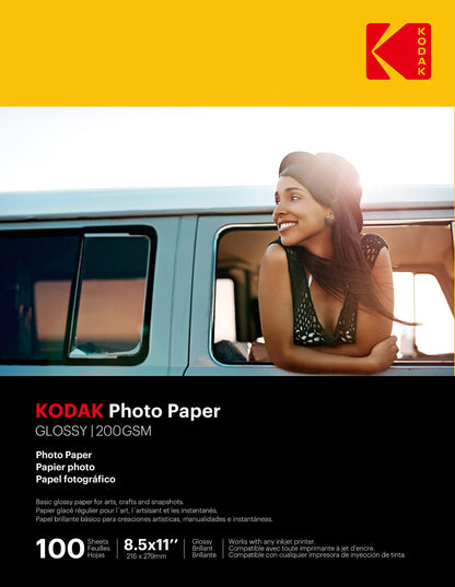 KODAK Picture Paper Vivid 8.5"x11", 25 count, 66lb-230g/m2 weight, 11.9 mil thickness, Vivid color picture paper