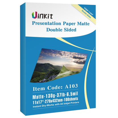 Uinkit Double-Sided Glossy Photo Paper, 8.5 x 11, 100 Sheets, 140gsm