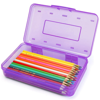 Plastic Hard Clear Color Pencil box Case for Girl Boy kids