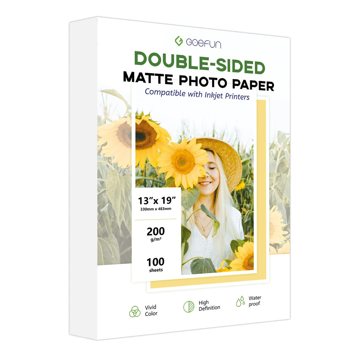 Double Sided Matte Photo Paper 8.5 x 11, Goefun 54LB Photo Paper 100 Sheets