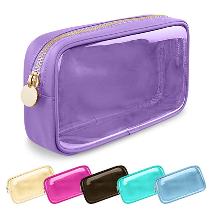 UIXIZQ Waterproof Small Pencil Case Makeup Bag for Purse,Cute Pencil Pouch Preppy Nylon Makeup Brush Holder with Zipper,Girls Portable Storage Case Small Pen Bag for Office(Slim-Black)