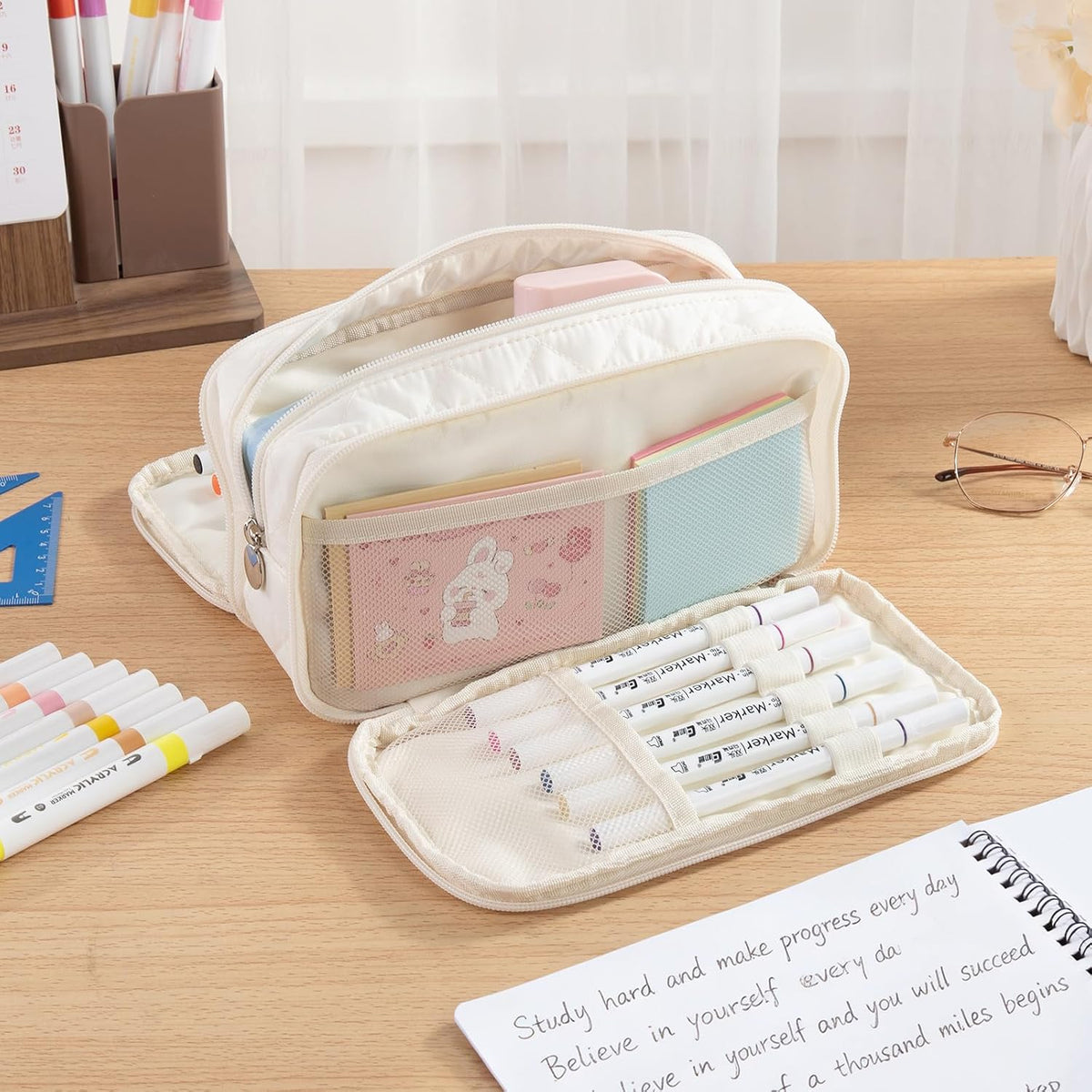 Cute Pencil Case for Girls kids Soft Quilted Pencil Pouch Bag Organizer