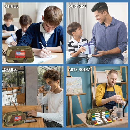Tactical 4 Compartments Pencil Case for Boy, Large Pen Pouch Bag for School