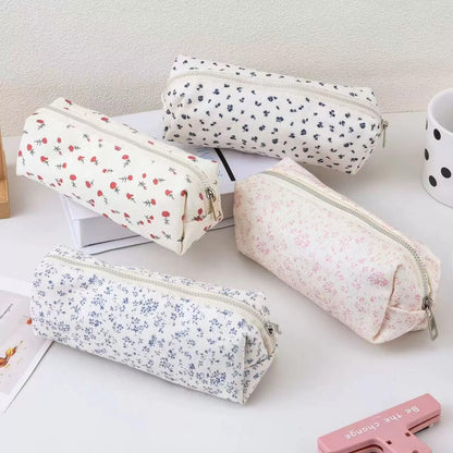 Cute Pencil Case Aesthetic Student Pencil Pouch Coin Pen Pouch Cosmetic Bag Office Stationery Organizer For Kids Teen School (Z-Pink flower)