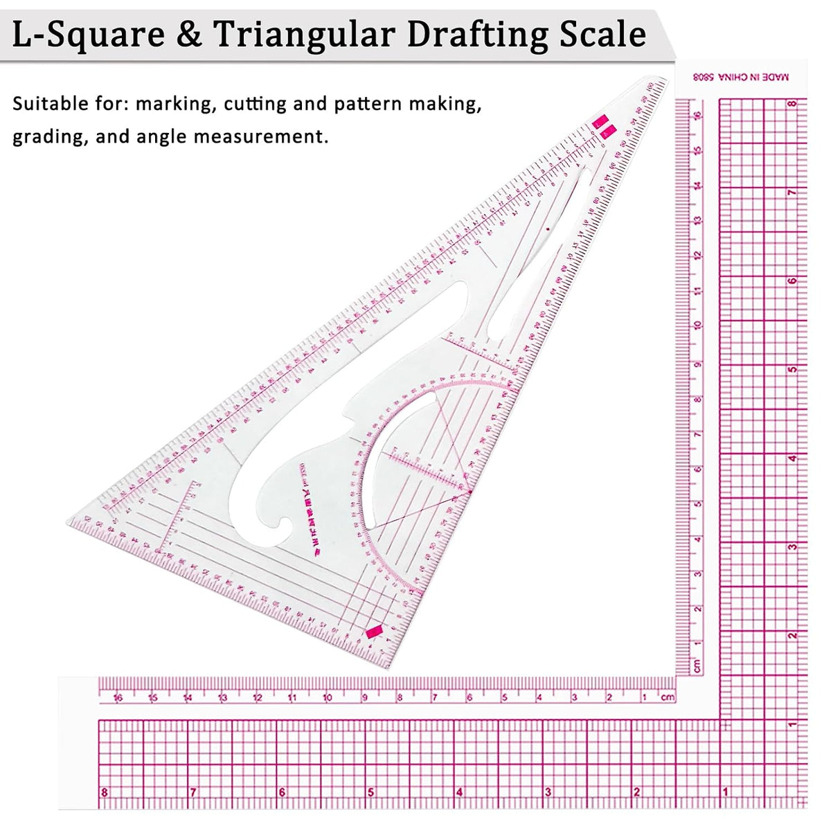 Fashion Clear Metric Sewing Ruler Set,French Curve Pattern Rulers for Beginners, Tailors, Designers, Quilting, Embroidery, Cross Stitch, Crochet, Knitting 9pcs (9-Piece Set)