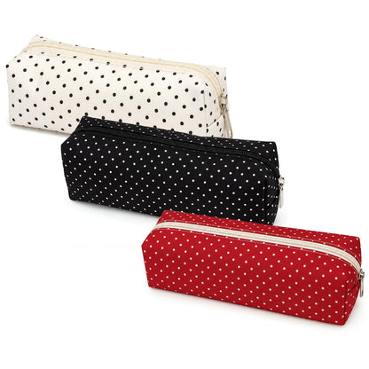 Polka Dot Pencil Case Cute Pencil Pouch for Work(Black)